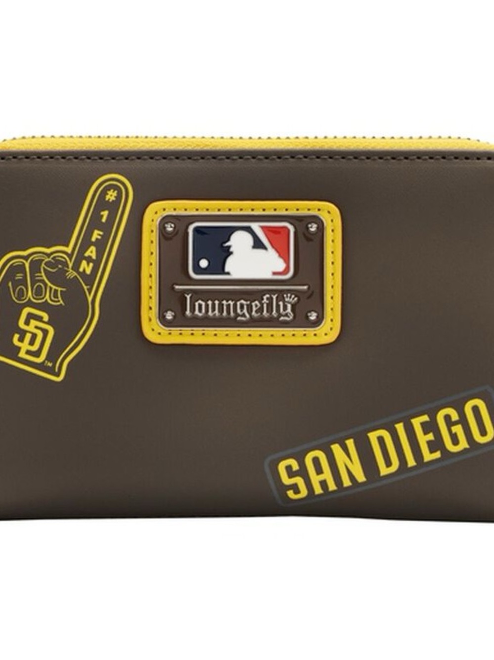Loungefly San Diego Padres Brown & Yellow Zip Wallet with Team Appliqués